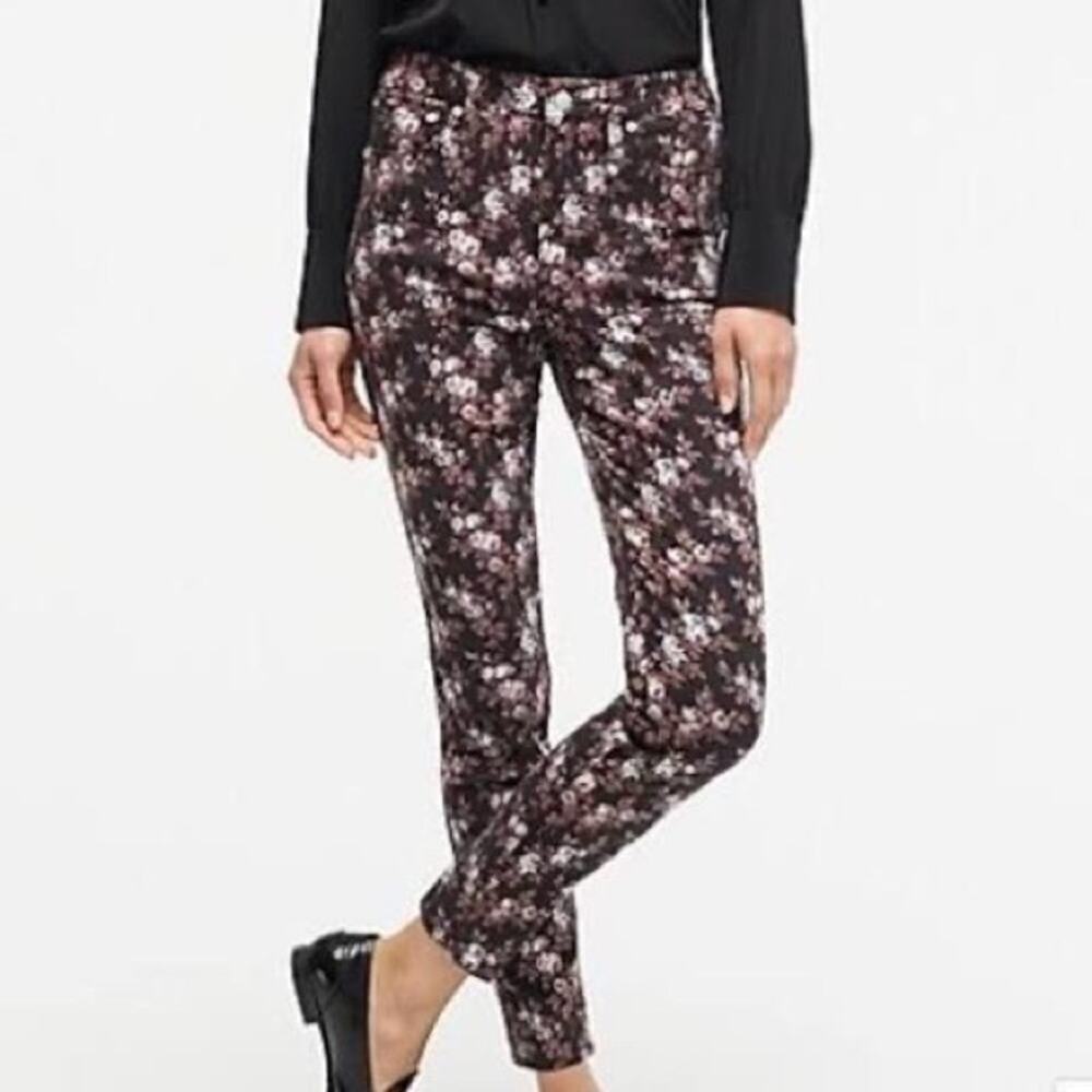 J.Crew Point Sur Hightower Straight Jeans Black Floral Size 27
